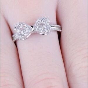 Silver Bow Diamond Cluster Ring